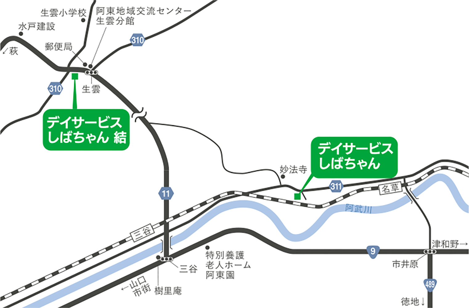 デイサービスしばちゃん周辺地図